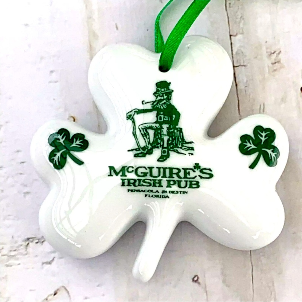 McGuire's Irish Pub Shamrock Ornament Pensacola Destin Florida 3.5” X 3.5”